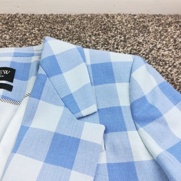 2023 J Crew Willa Blazer Jacket Italian Wool Gingham Checked Herringbone Sz 4 - Picture 3 of 15
